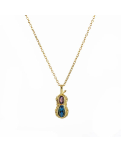 18K Gold Plated Korean Style Peanut Stainless Steel Titanium Steel Zircon Inlaid Pendant Necklace CA07831093