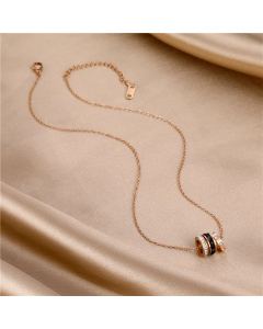 Classic Style Artistic Circle Stainless Steel Titanium Steel 18K Gold Plated Zircon Pendant Necklace CA07831099