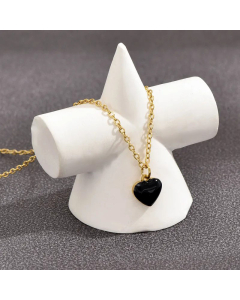 French Style Heart Shape Stainless Steel 14K Gold Plated Pendant Necklace Wholesale CA07831109