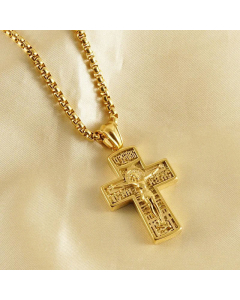 Minimalism Classical Cross Stainless Steel 18K Gold Plated Pendant Necklace Wholesale CA07831113