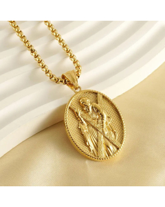 Classical Human Oval Stainless Steel 18K Gold Plated Pendant Necklace Wholesale CA07831114