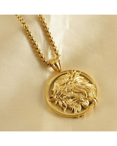 Daily Style Casual Round Stainless Steel 18K Gold Plated Pendant Necklace CA07831121