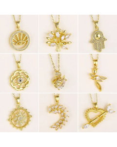Korean Style Tree Swan Eye Stainless Steel Titanium Steel 18K Gold Plated Zircon Pendant Necklace CA07831125