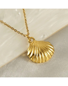 Minimalism Daily Style Shell Stainless Steel 18K Gold Plated Pendant Necklace CA07831126