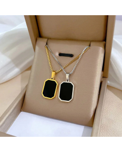 Minimalism Enamel Square Titanium Steel Pendant Necklace CA07831128