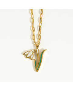 Elegant Rose Flower Chrysanthemum Titanium Steel 18K Gold Plated Pendant Necklace CA07831131