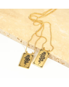 Artistic Rose Rectangle Stainless Steel 18K Gold Plated Pendant Necklace Wholesale CA07831132