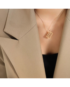 Classic Style Chinoiserie Abacus Pendant 18K Gold Plated Titanium Steel Necklace Wholesale CA07831133-Rose Gold Color-01