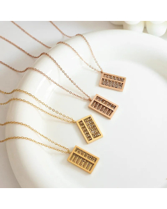 Classic Style Chinoiserie Abacus Pendant 18K Gold Plated Titanium Steel Necklace Wholesale CA07831133
