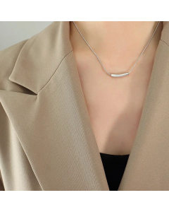 Wholesale Minimalism Solid Color Titanium Steel 18K Gold Plated Necklace CA07831134-Steel Color-02