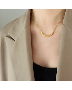 Wholesale Minimalism Solid Color Titanium Steel 18K Gold Plated Necklace CA07831134-Gold Color-01
