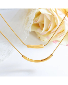 Wholesale Minimalism Solid Color Titanium Steel 18K Gold Plated Necklace CA07831134