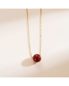 Retro Minimalism Round Beads Stainless Steel 14K Gold Plated Zircon Pendant Necklace CA07831140