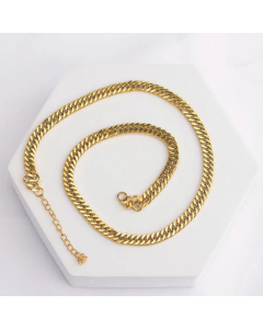 Wholesale Stainless Steel Necklace, Punk Styles, Thin Curb Chain with 18K Gold Plated, Well-finished and Durable. Upper View