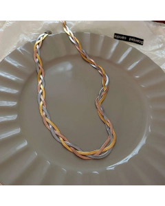 Wholesale Stainless Steel Necklace Three-Strand Woven Crisscross Chain Like Flat Snake Necklace