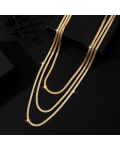 Plain Solid Color Three Layers Snake Chain Titanium Steel Layered Necklaces CA07831148