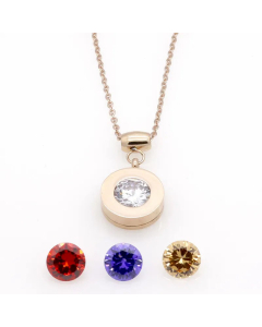 Classic Style Round zircon Inlaid Pendent Titanium Steel Necklace Rose Gold Color CA07831149