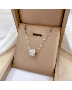Wholesale Stainless Steel Necklace Classic Style Simple Style Geometric Rhinestones Inlaid Pendant Necklace