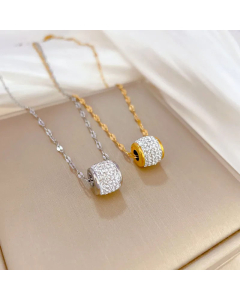 Wholesale Stainless Steel Necklace Classic Style Simple Style Geometric Rhinestones Inlaid Pendant Necklace