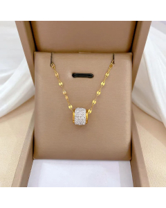 Classic Style Simple Style Geometric Rhinestones Inlaid Pendant Stainless Steel Necklace