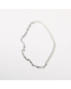 Minimalism Patchwork Chork Chian Stainless Steel Artificial Pear Gold Plated Necklace CA07831159