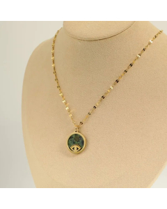 Wholesale Stainless Steel Necklace Round Devil's Eye 18K Gold Plated Natural Stone Pendant Necklace