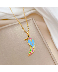 Zircon Inlaid Woodpecker Titanium Steel Enamel Plating Pendant Necklace CA07831166