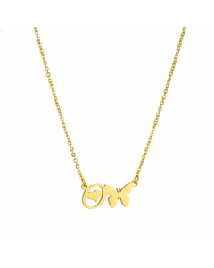 Letter O Elegant Letter Butterfly 18K Gold Plated Titanium Steel Pendant Necklace Wholesale CA07831168