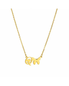 Letter Q Elegant Letter Butterfly 18K Gold Plated Titanium Steel Pendant Necklace Wholesale CA07831168