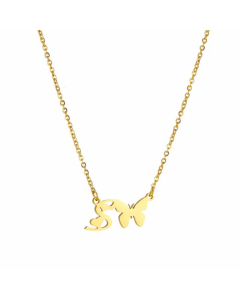 Letter S Elegant Letter Butterfly 18K Gold Plated Titanium Steel Pendant Necklace Wholesale CA07831168