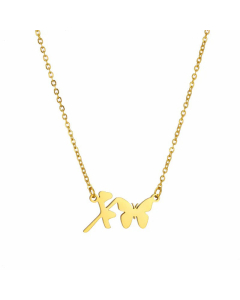 Elegant Letter X Butterfly 18K Gold Plated Titanium Steel Pendant Necklace Wholesale CA07831168