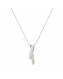 Fine Jewelry Rhinestones Inlaid Rectangle Pendant Steel Color Stainless Steel Necklace Wholesale CA07831175
