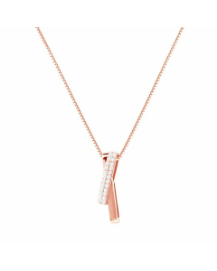 Fine Jewelry Rhinestones Inlaid Rectangle Pendant Stainless Steel Necklace Rose Gold Color Wholesale CA07831175