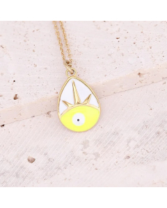 Enamel Ethnic Stylel Water Droplets Eye Pendant Stainless Steel Titanium Steel Necklace CA07831176