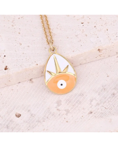 Wholesale Ethnic Style Enamel Water Droplets Eye Stainless Steel Titanium Steel Pendent Necklace CA07831176