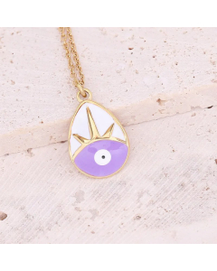 Ethnic Style Water Droplets Eye Stainless Steel Enamel Pendent Titanium Steel Necklace CA07831176