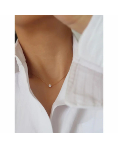 Minimalism Geometric 18K Gold Plated Zircon Stainless Steel Necklace