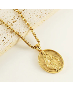 Wholesale Stainless Steel Necklace 18K Gold Plated Portrait Pendant Necklace