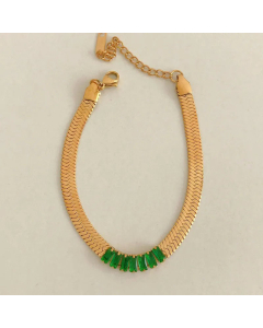 Sweet Elegant Classic Style Zircon Inlaid Color Block Stainless Steel Necklace CA07831184