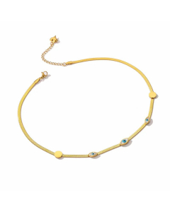 Colorza Jewelry Wholesale 18K Gold Plated INS Style Devil's Eye Titanium Steel Necklace CA07831188
