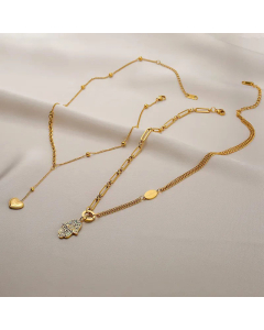 Artistic Hand Of Fatima Heart Shape Titanium Steel 18K Gold Plated Pendant Necklace WholesaleCA07831189