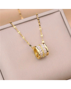 Classic Style Elegant Small Waist Titanium Steel Zircon Pendant Necklace CA07831192