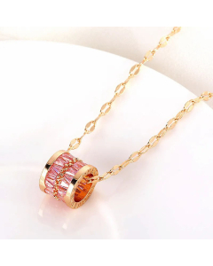 Elegant Small Waist Titanium Steel Zircon Pendant Necklace CA07831192