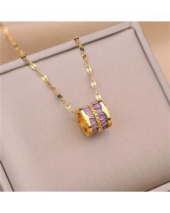Wholesale Elegant Small Waist Pendent Titanium Steel Zircon Necklace CA07831192