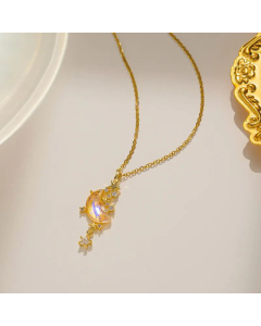 Elegant March Splash Star River Titanium Steel Resin Rhinestones Pendant Necklace Wholesale CA07831198
