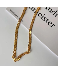 Plain Solid Color 18K Gold Plated Stainless Steel Necklace Fine Jewelry Colorza CA07831206