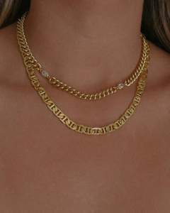 Plain Solid Color 18K Gold Plated Stainless Steel Necklace Fine Jewelry Colorza CA07831206