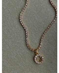 Drill Chain Full Diamond Smiley Face Stainless Steel 18K Gold Plated Zircon Pendant Necklace CA07831207