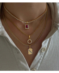 Full Diamond Smiley Face Stainless Steel 18K Gold Plated Zircon Pendant Necklace CA07831207