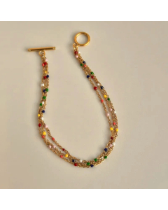 Vacation Fairy Style Colorful Beads Layered Titanium Steel Necklace CA07831208